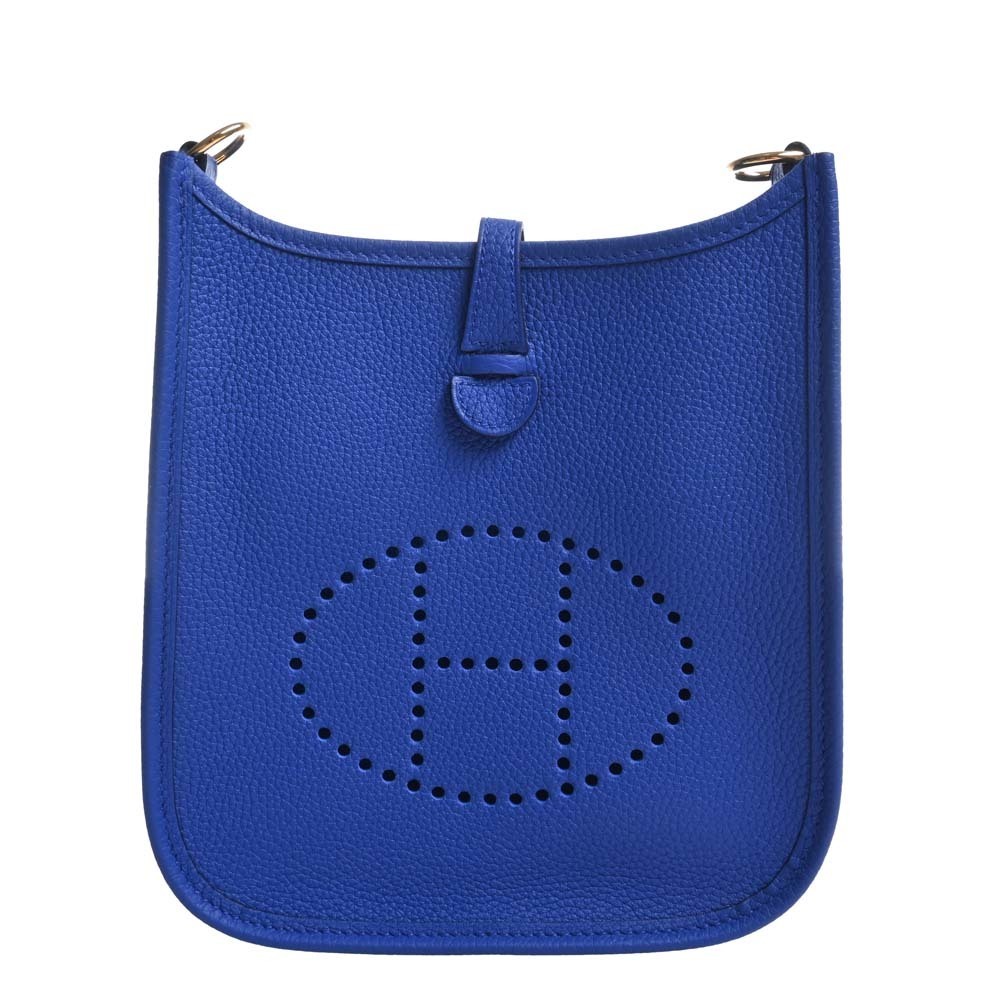 HERMES Evelyne TPM Clemence Leather Crossbody Bag Blue