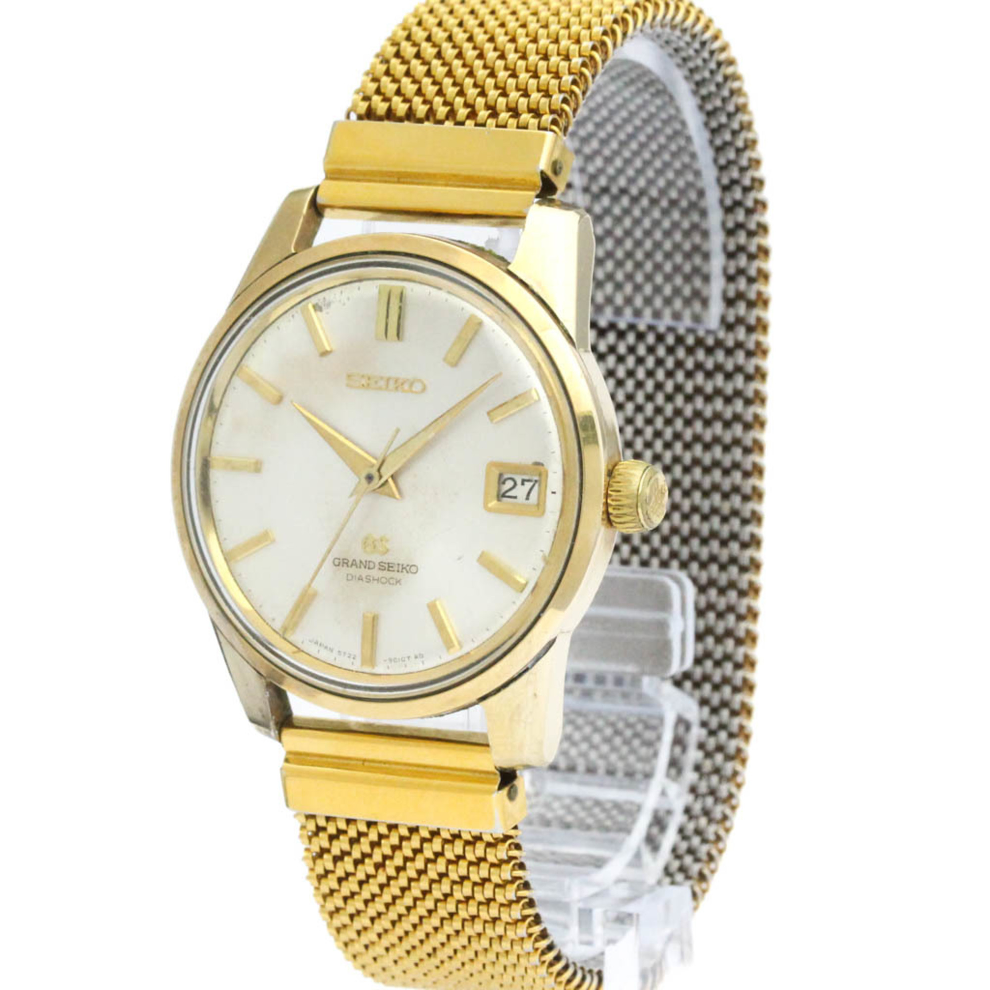 GRAND SEIKO Date Gold Plated Hand-Winding Mens Watch 5722-9011