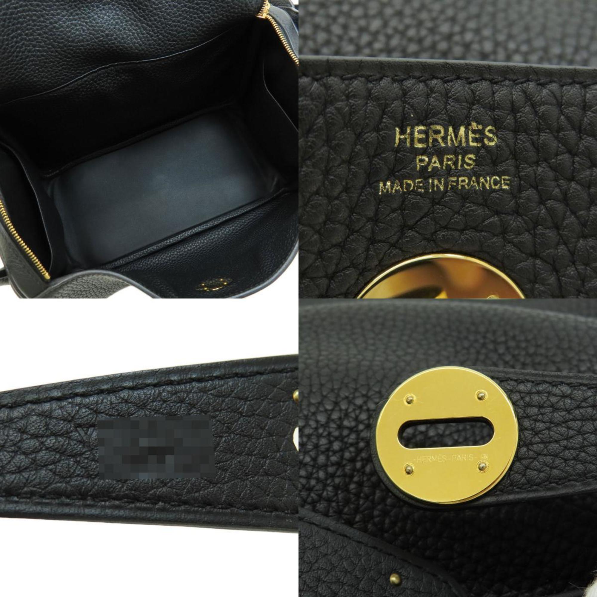 Hermes Lindy 26 Black Handbag Taurillon Women's HERMES