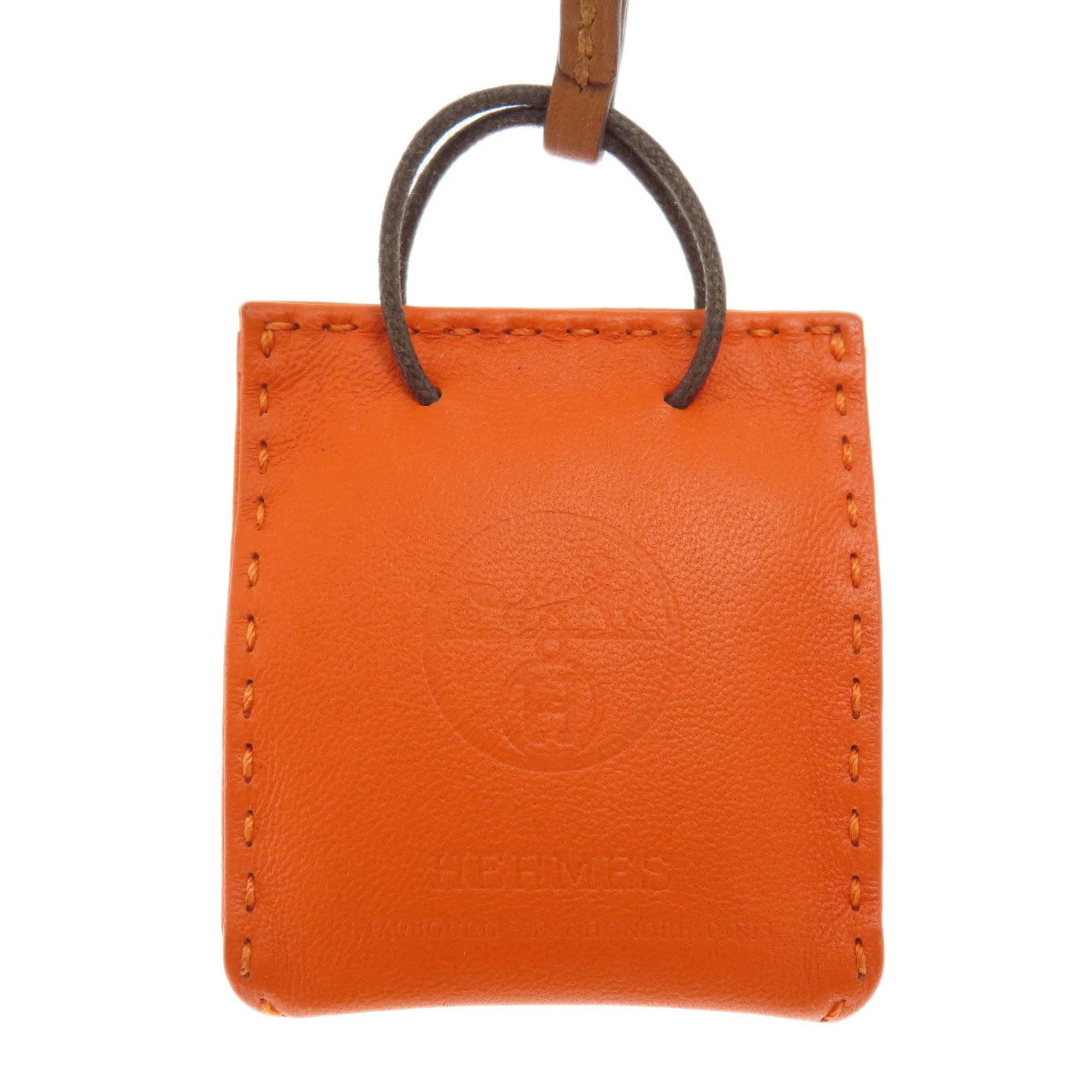 Hermes Bag Charm Sac Orange Fu Keychain Anu Milo Women's HERMES