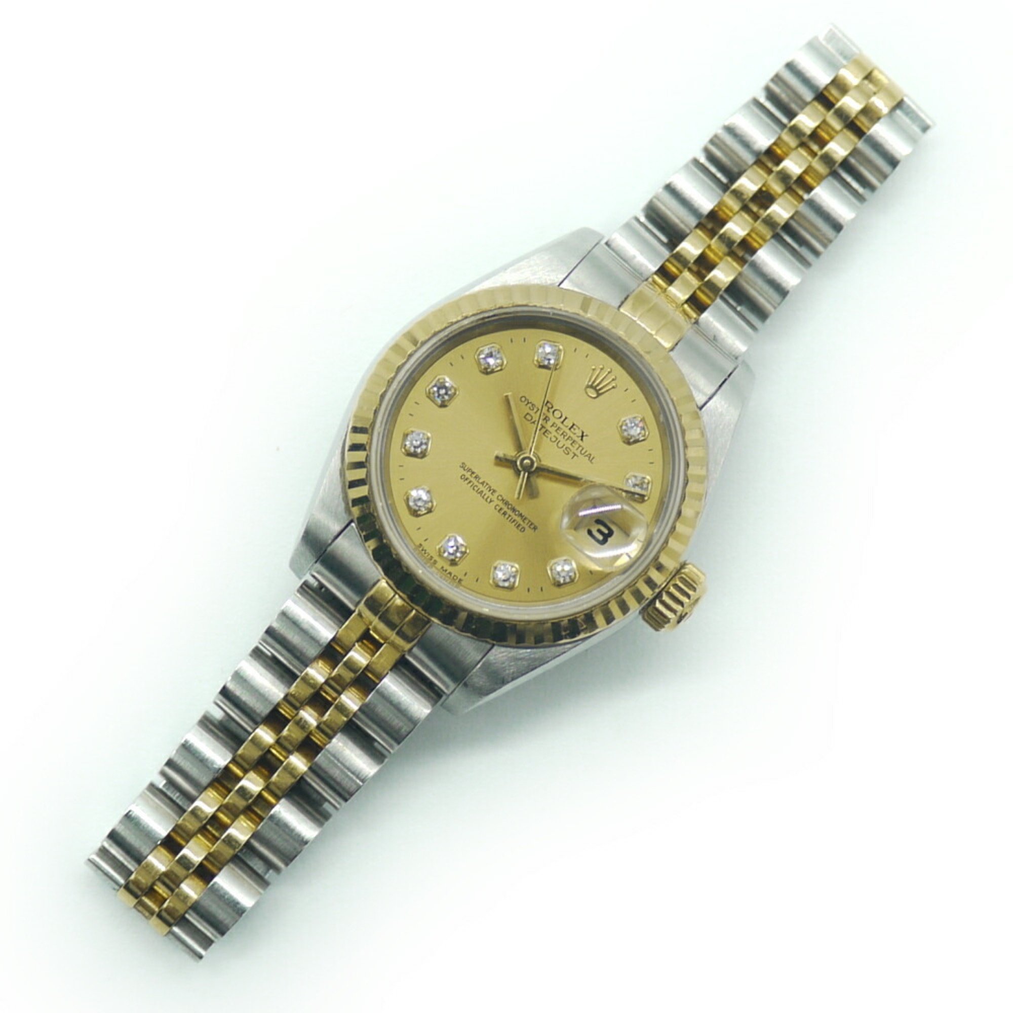 ROLEX Datejust 69173G S serial automatic watch 10P diamond gold dial ladies