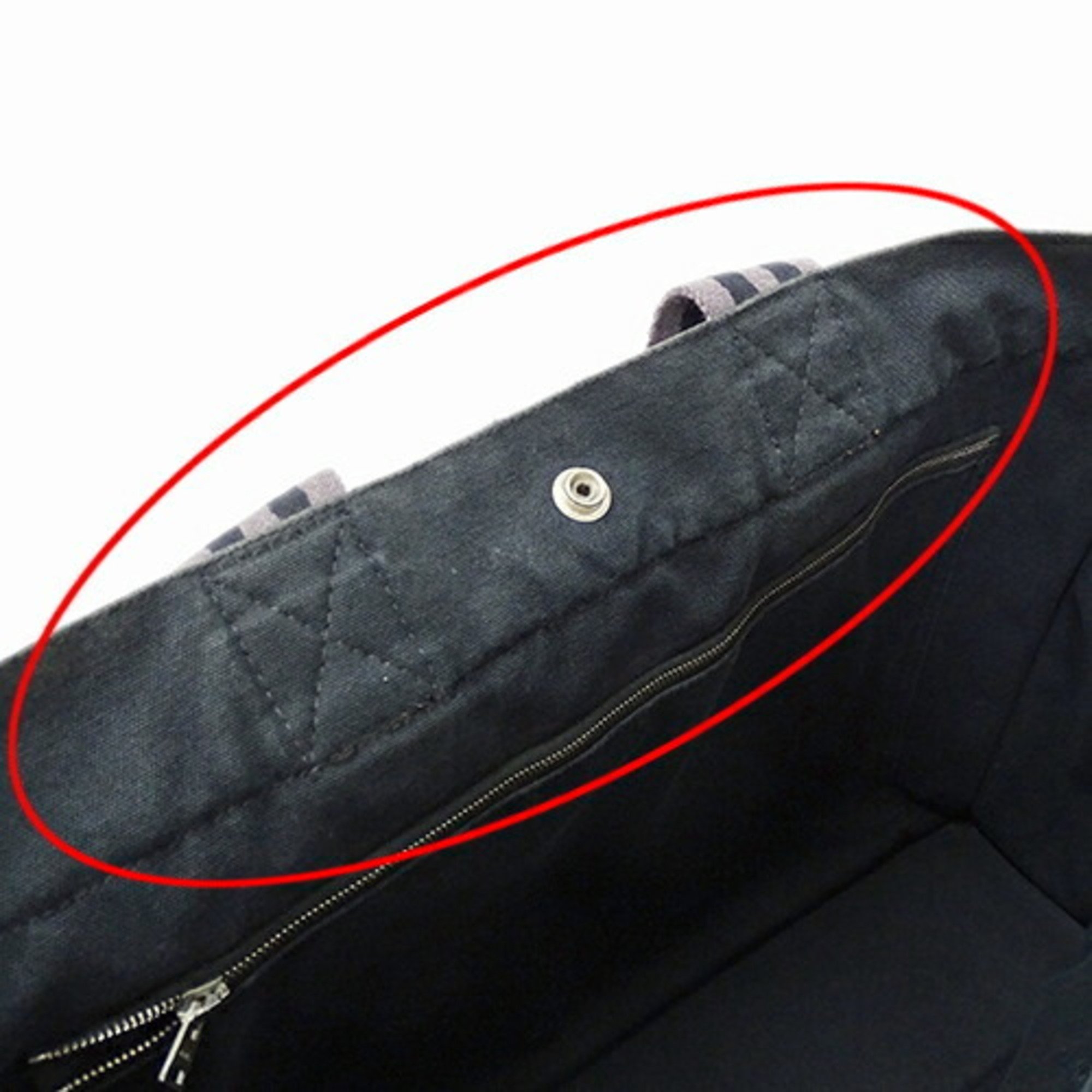 HERMES Bag Ladies Men's Tote Handbag Fool Toe MM Canvas Black Gray