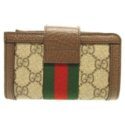 Gucci Ophidia 699353 GG Marmont Canvas Leather Beige Brown Card Case Wallet