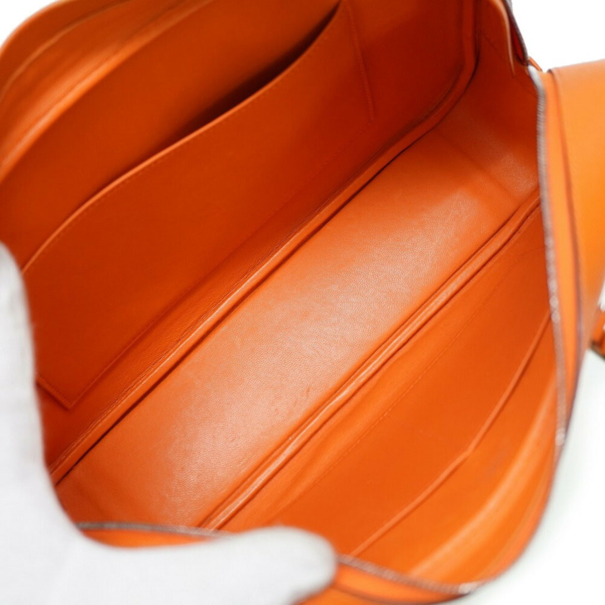 Hermes Plume Elan 28 Epson Orange □H Stamp Handbag