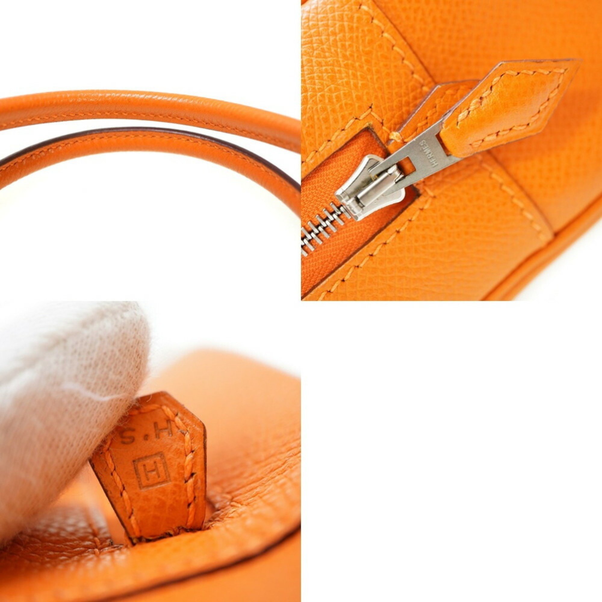 Hermes Plume Elan 28 Epson Orange □H Stamp Handbag