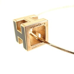 Hermes H Cube Metal Black Pink Gold Necklace