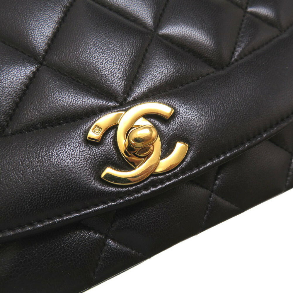 Chanel Diana 25 Matelasse No. 4 Lambskin Black Gold Chain Shoulder Bag Coco  Mark