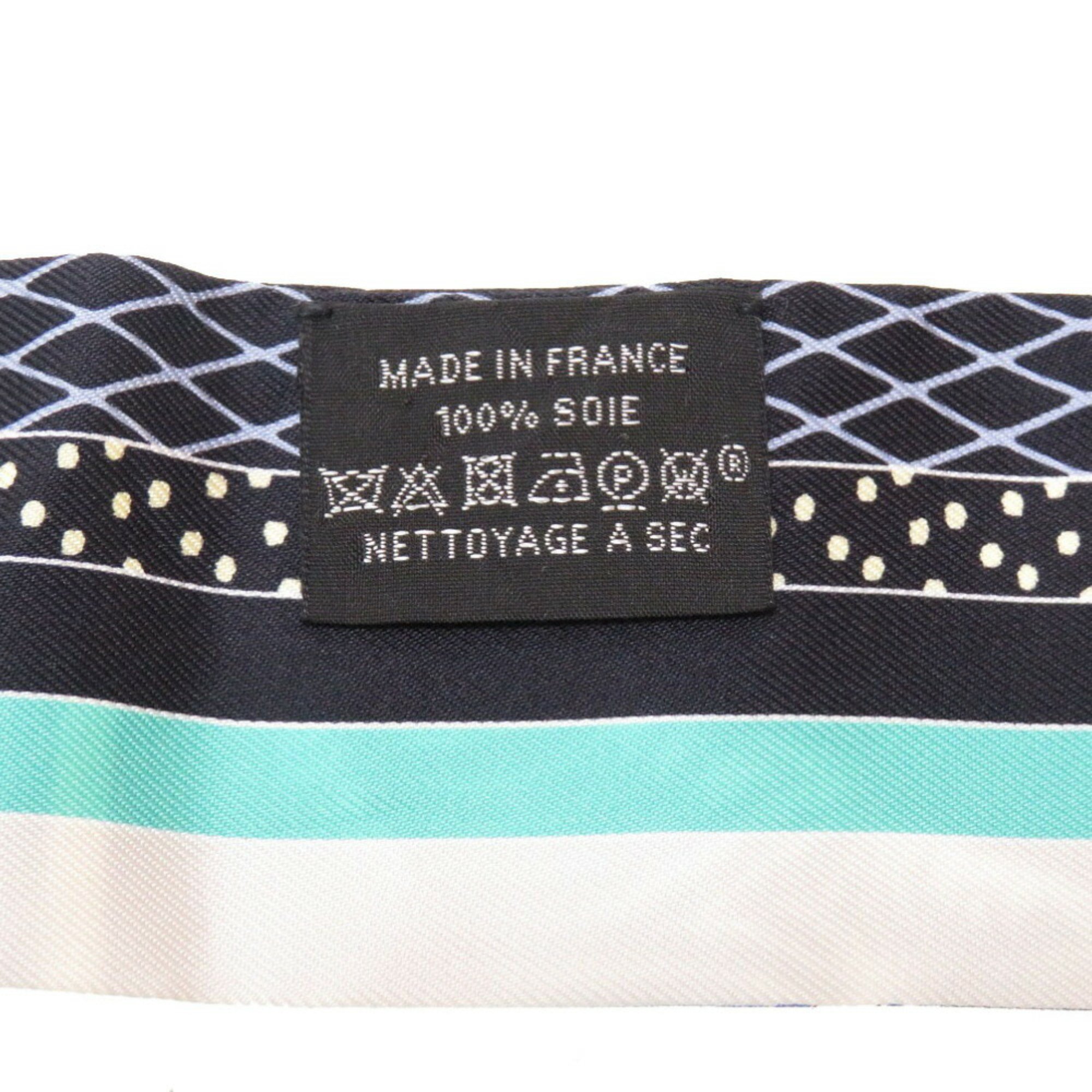 Hermes TWILLY Grand Theater Nouveau Silk Noir Blue Veil Scarf Muffler