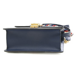 Gucci Sylvie Top Handle 2Way Bag Leather Navy 470270