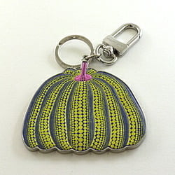 LOUIS VUITTON Porte Cle Pumpkin Key Ring M01103 Calfskin Silver Metal Yellow &