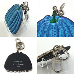 LOUIS VUITTON Porte Cle Pumpkin Key Ring M01101 Calfskin Silver Metal Blue &