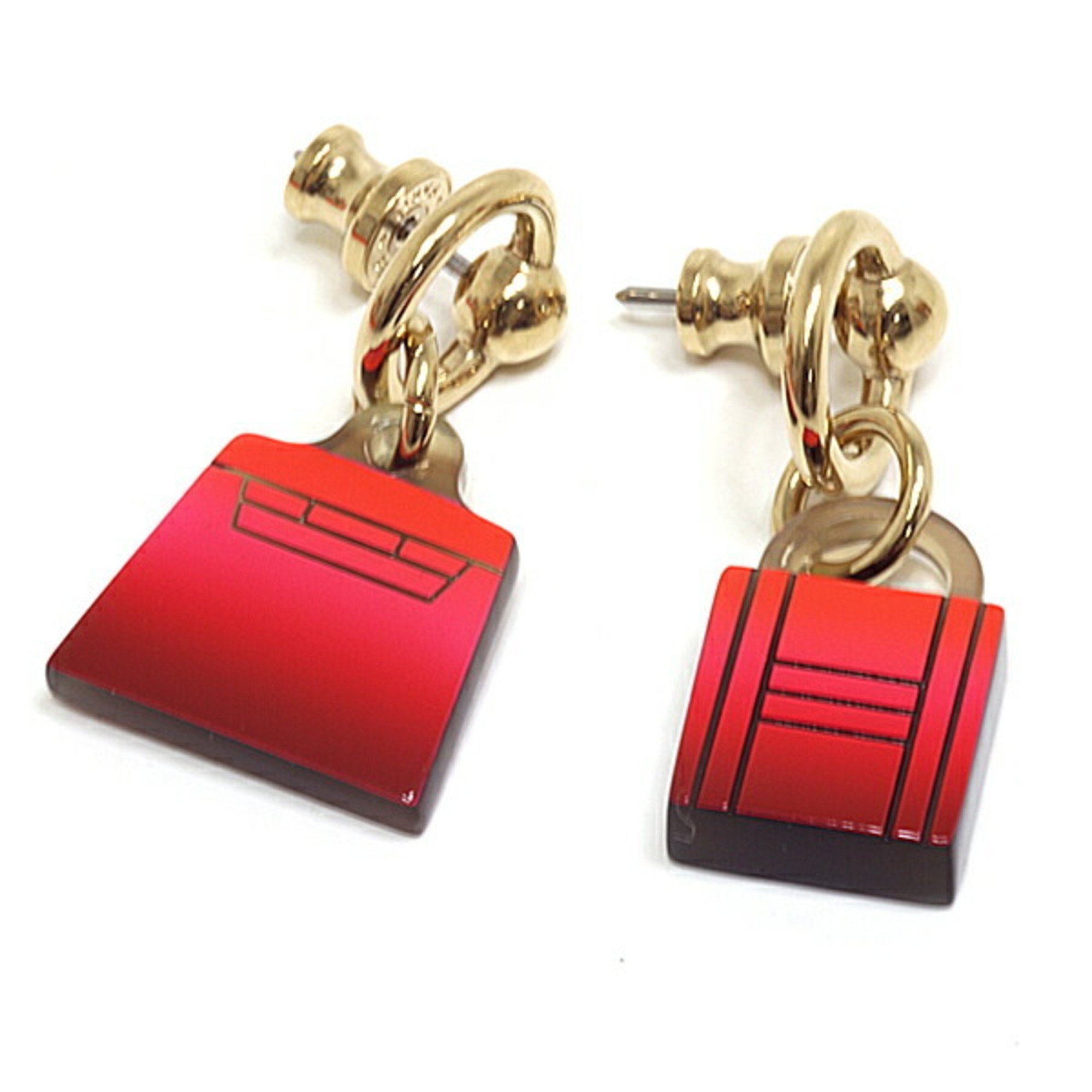 HERMES Amulet Fusion Marokinier Earrings Acidur Red Pink Orange