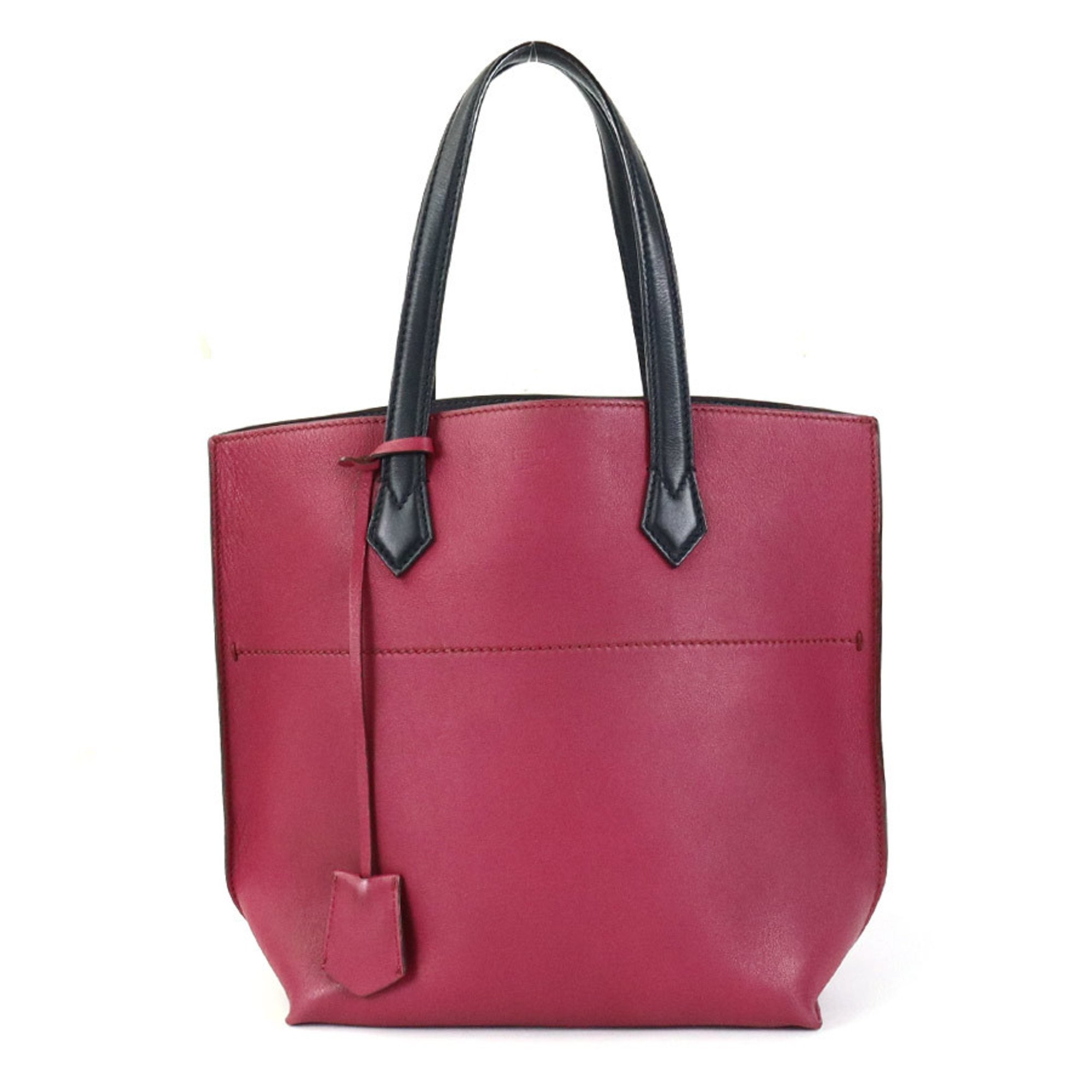 FENDI Handbag Tote Bag Leather Magenta/Black Ladies