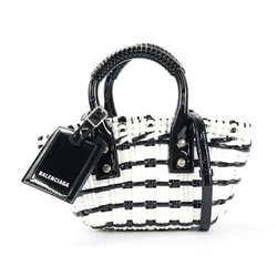BALENCIAGA Handbag Bistro XXS Polyurethane/Polyester Black x White Ladies