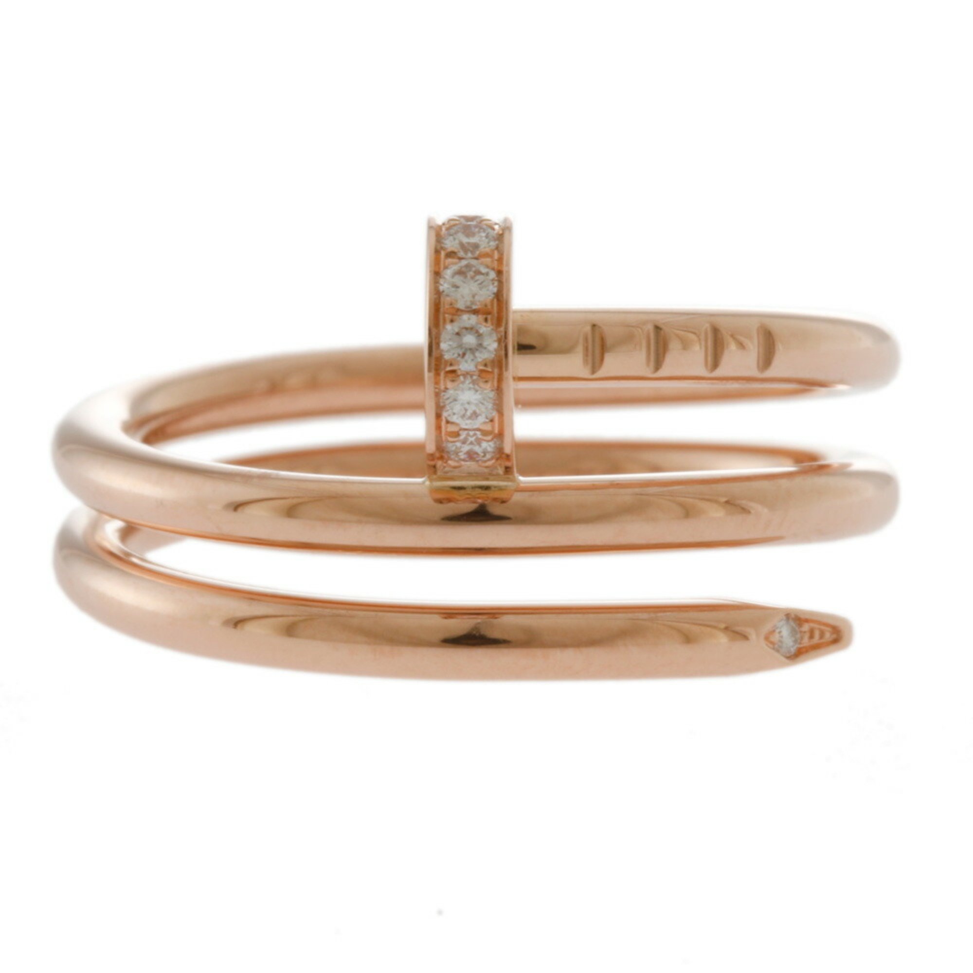 Cartier Just Ankle Diamond Ring No. 7 18K K18 Pink Gold Ladies CARTIER