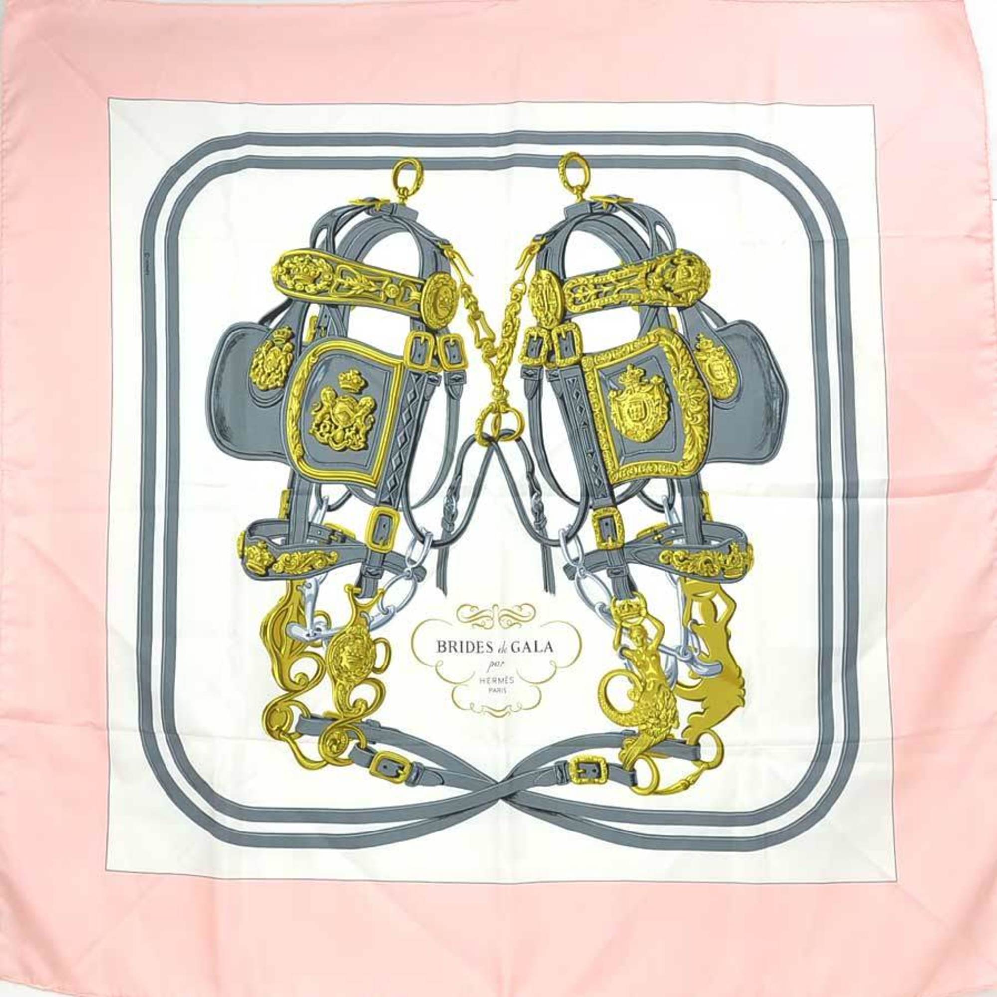 HERMES Scarf KARE90 BRIDES de GALA Silk Pink/Multicolor Women's