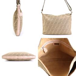 FENDI Crossbody Shoulder Bag Zucca Canvas/Leather Beige/Light Pink Ladies