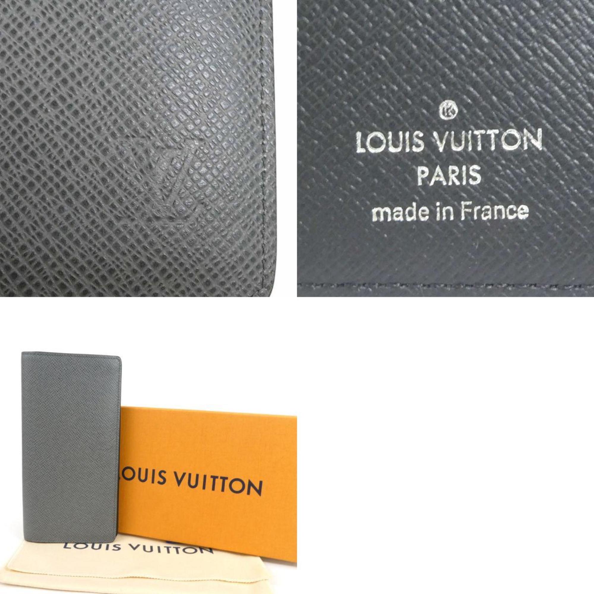 LOUIS VUITTON Bifold Long Wallet Taiga Portefeuille Brother NM Gray Men's M81554