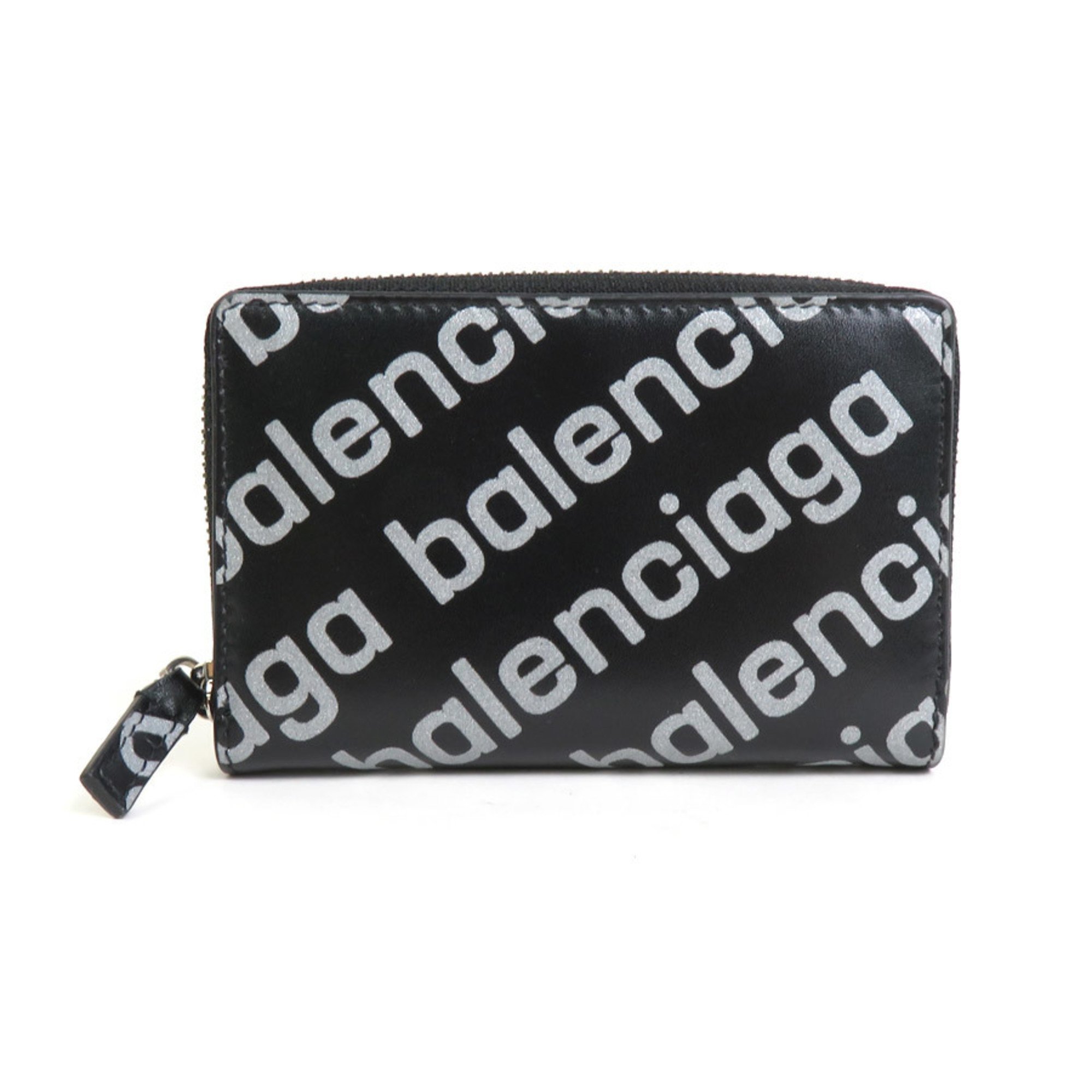 BALENCIAGA Coin Case Leather Black x Silver Unisex 616911