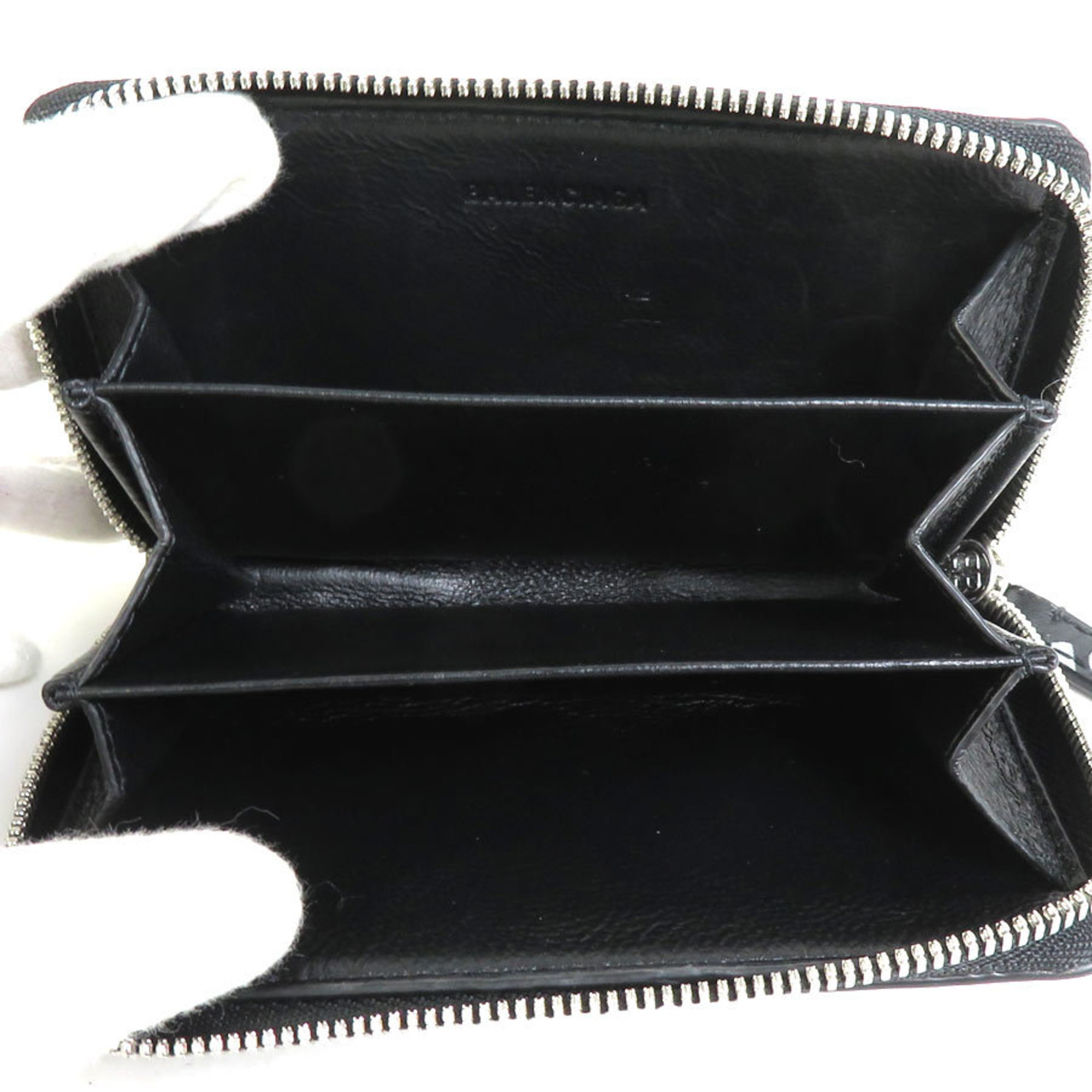 BALENCIAGA Coin Case Leather Black x Silver Unisex 616911