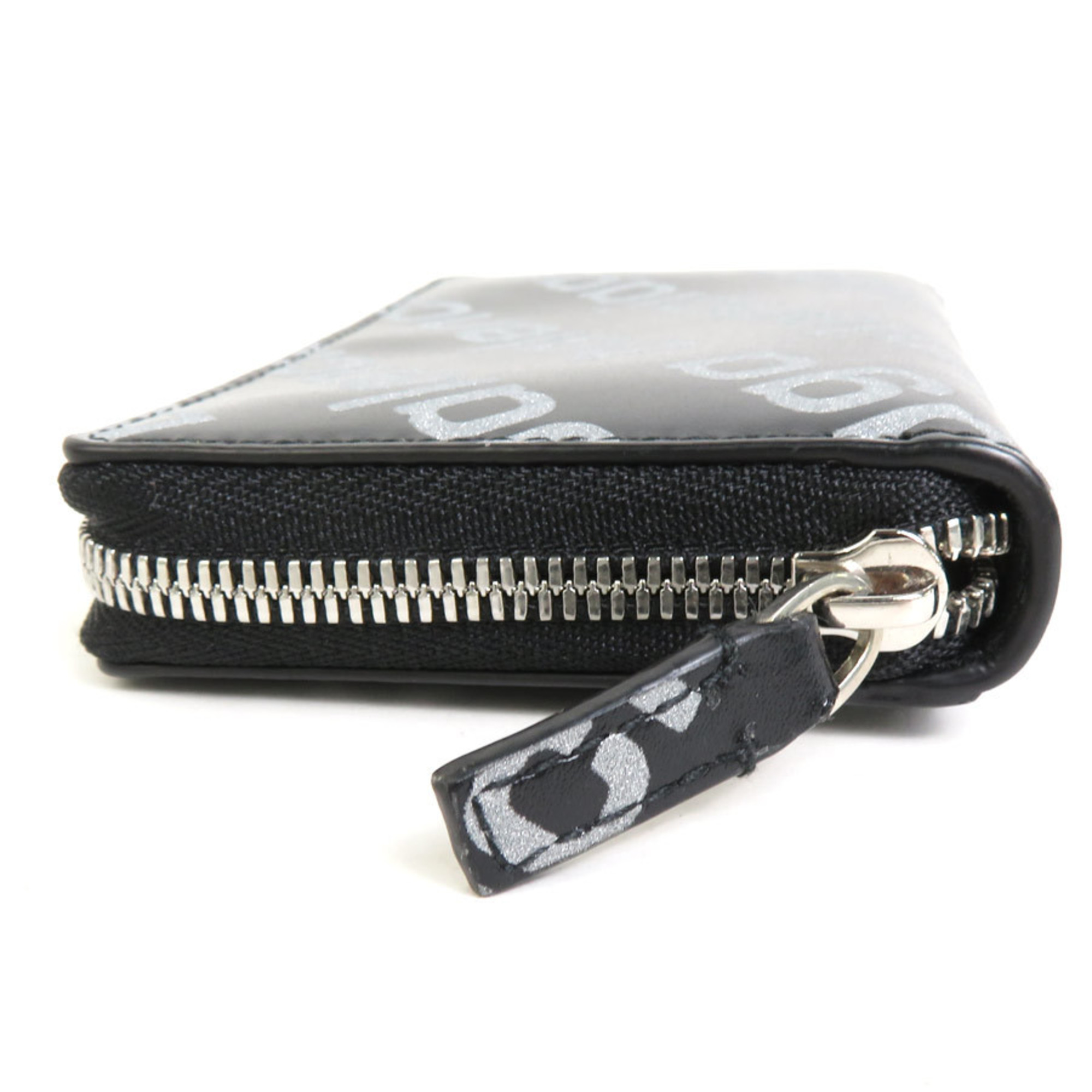 BALENCIAGA Coin Case Leather Black x Silver Unisex 616911