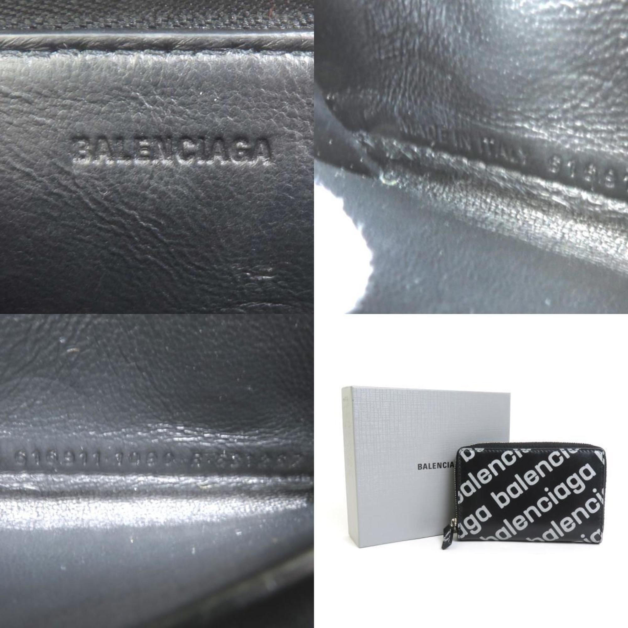 BALENCIAGA Coin Case Leather Black x Silver Unisex 616911