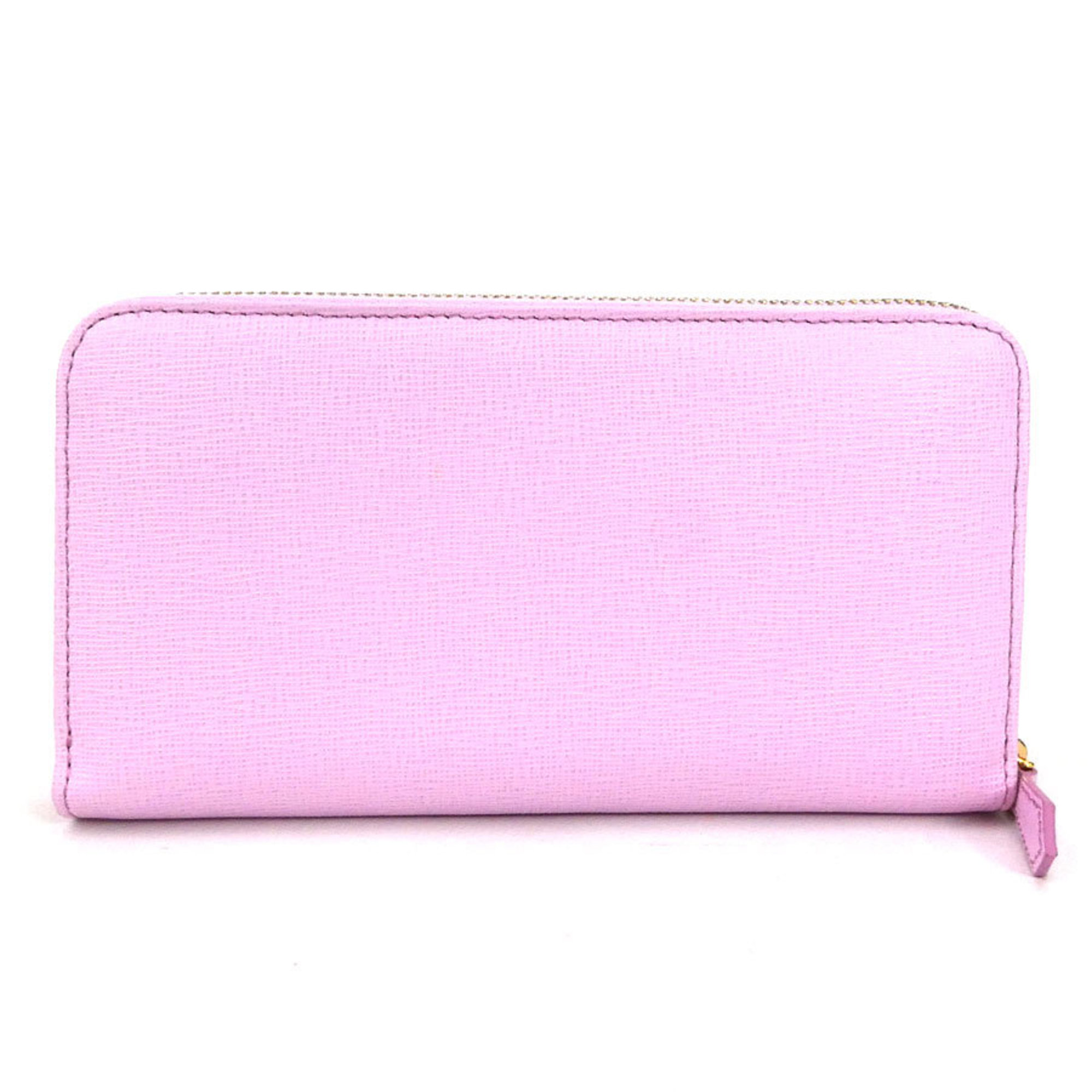 FENDI Round zipper long wallet leather pink ladies 8M0299