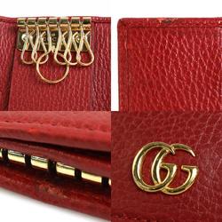 GUCCI Key Case GG Marmont Leather Red Unisex 456118