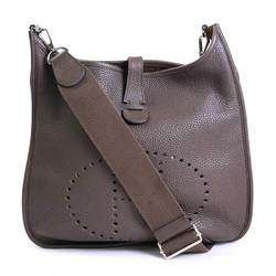 HERMES Crossbody Shoulder Bag Evelyn 3 GM Taurillon Clemence/Canvas Dark Brown Silver Unisex