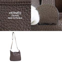 HERMES Crossbody Shoulder Bag Evelyn 3 GM Taurillon Clemence/Canvas Dark Brown Silver Unisex