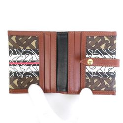 BURBERRY Bifold Wallet Coated Canvas Brown x White Black Unisex