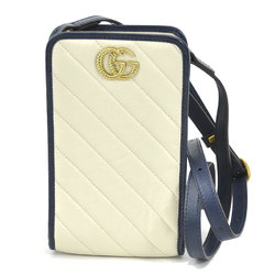 GUCCI Pouch Smartphone Case GG Marmont Leather Navy x Ivory Women's 627369