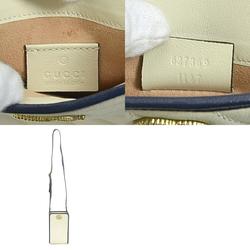 GUCCI Pouch Smartphone Case GG Marmont Leather Navy x Ivory Women's 627369