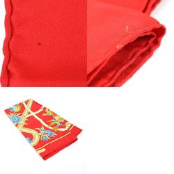 HERMES Scarf Carailes 90 Silk Red/Multicolor Women's