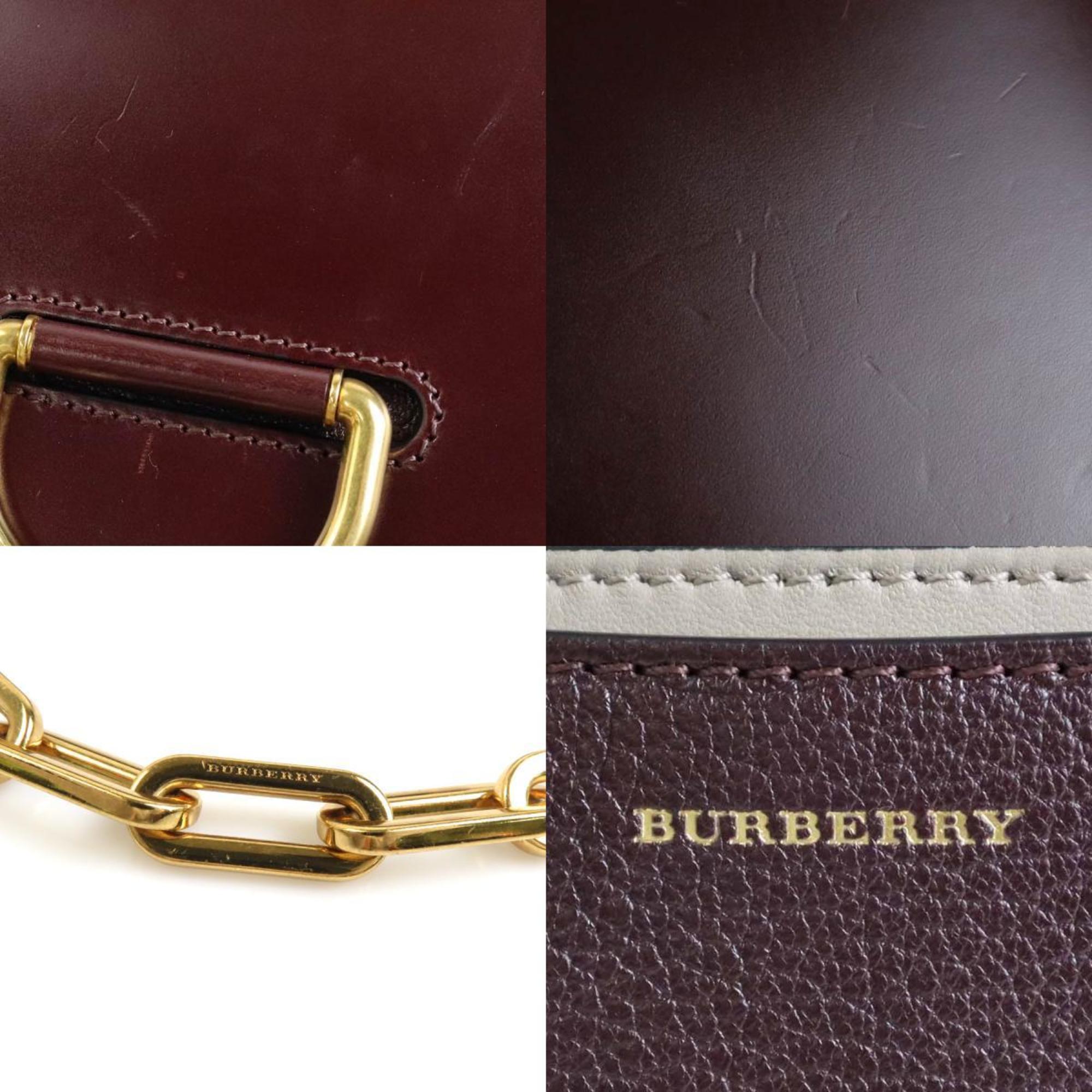 Burberry BURBERRY Shoulder Bag Leather Bordeaux Ladies