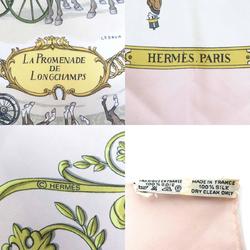 HERMES Scarf Carre 90 LA PROMENADE DE LONGCHAMPS Silk Light Pink x Multicolor Women's