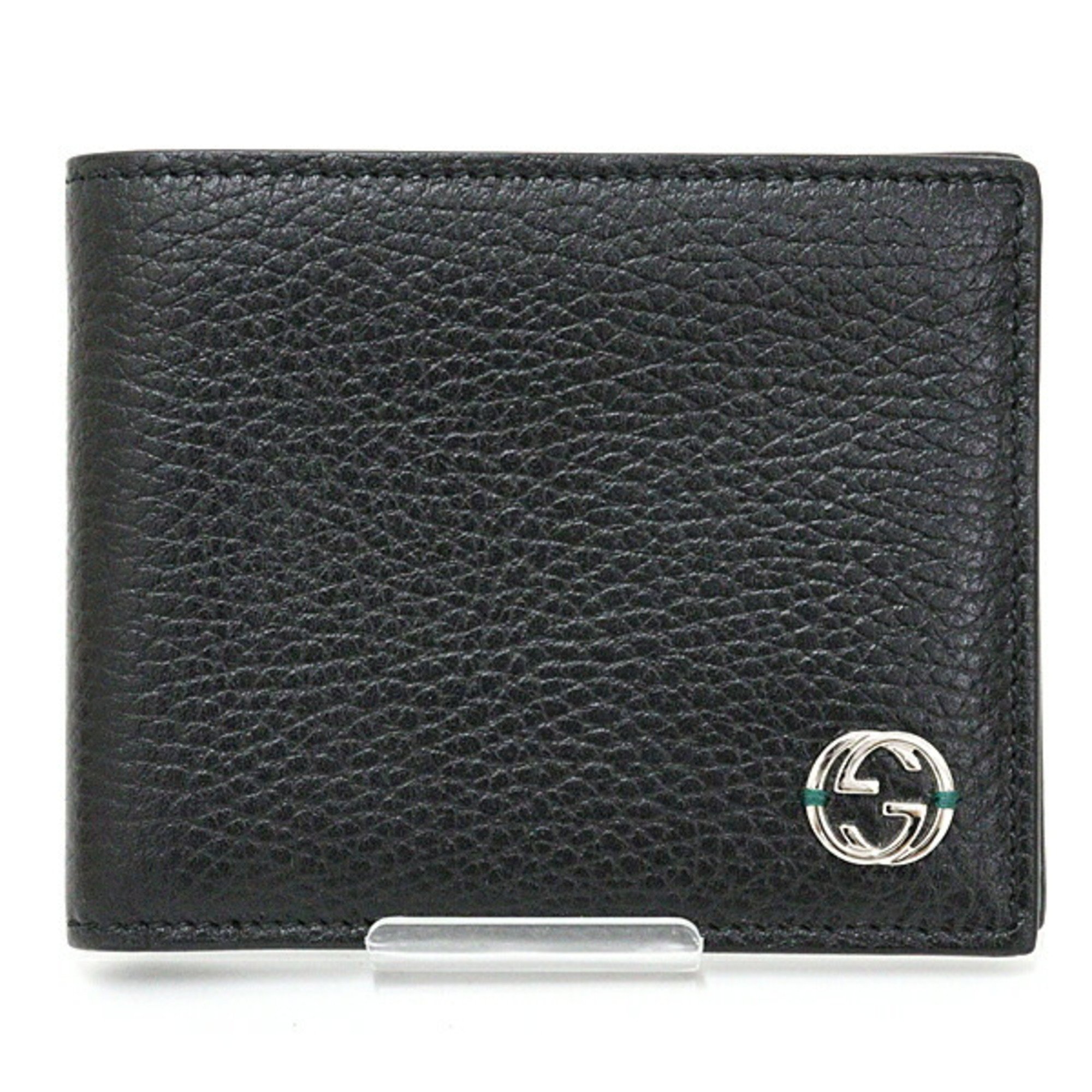 GUCCI Interlocking Bifold Wallet Billfold 610464 Black Green