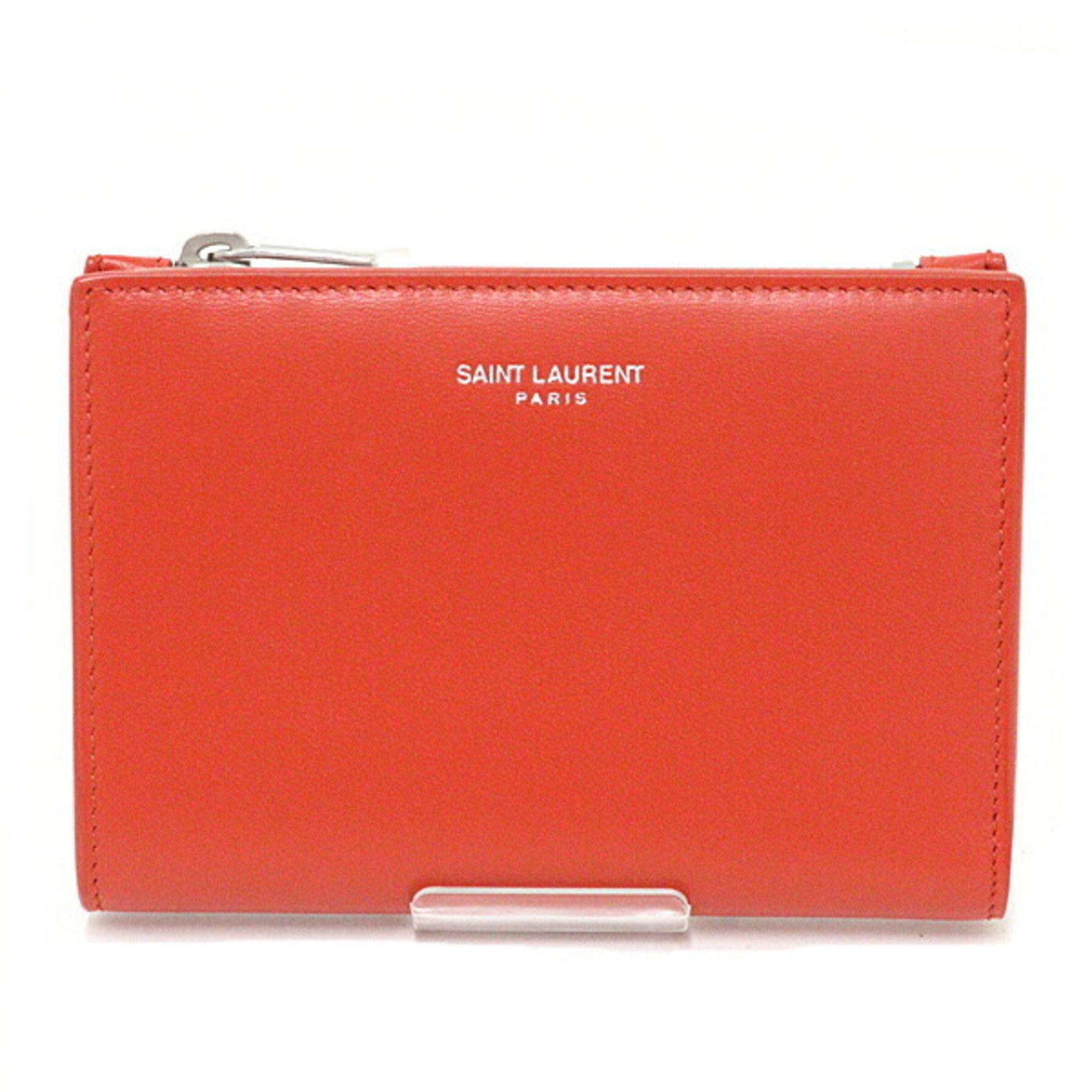 Yves Saint Laurent Saint Laurent Paris SAINT LAURENT PARIS Bifold Wallet Coin Purse 668322 RED ORANGE