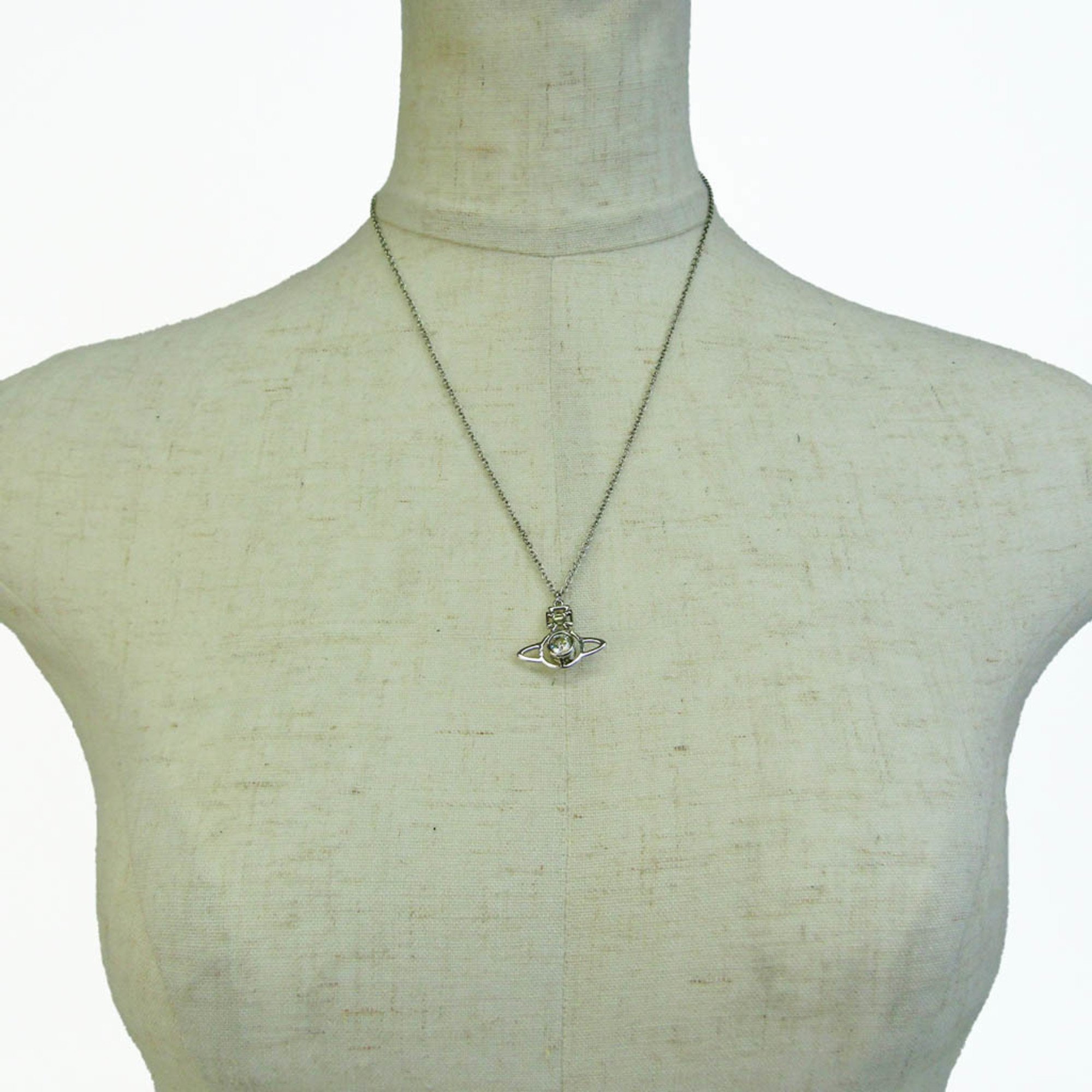 Vivienne Westwood Orb Metal,Rhinestone Women's Casual Pendant Necklace (Silver)