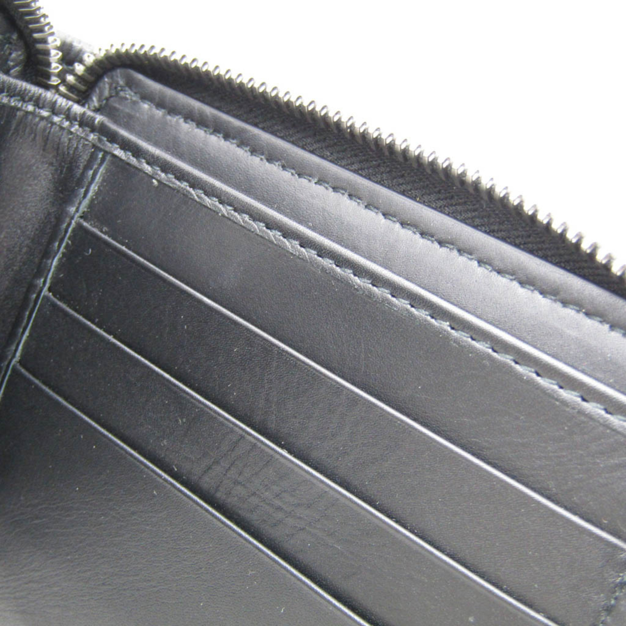 Bottega Veneta Round Zip Men's Leather Bill Wallet (bi-fold) Dark Navy