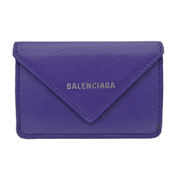 Balenciaga Papier Mini 391446 Women's Leather Wallet (tri-fold) Blue
