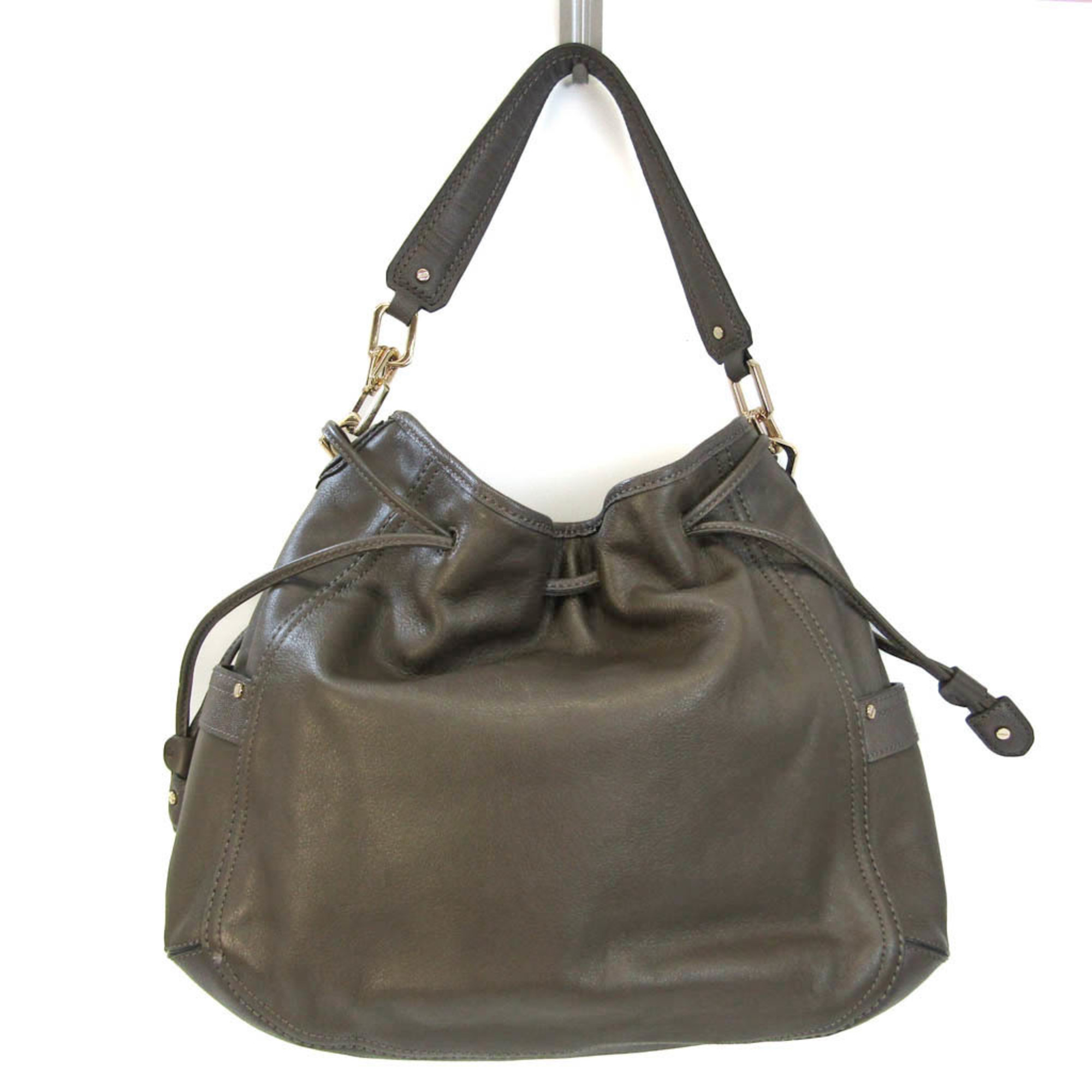 Cole Haan Drawstring One-shoulder Tote B44465 Women's Leather Tote Bag Gray