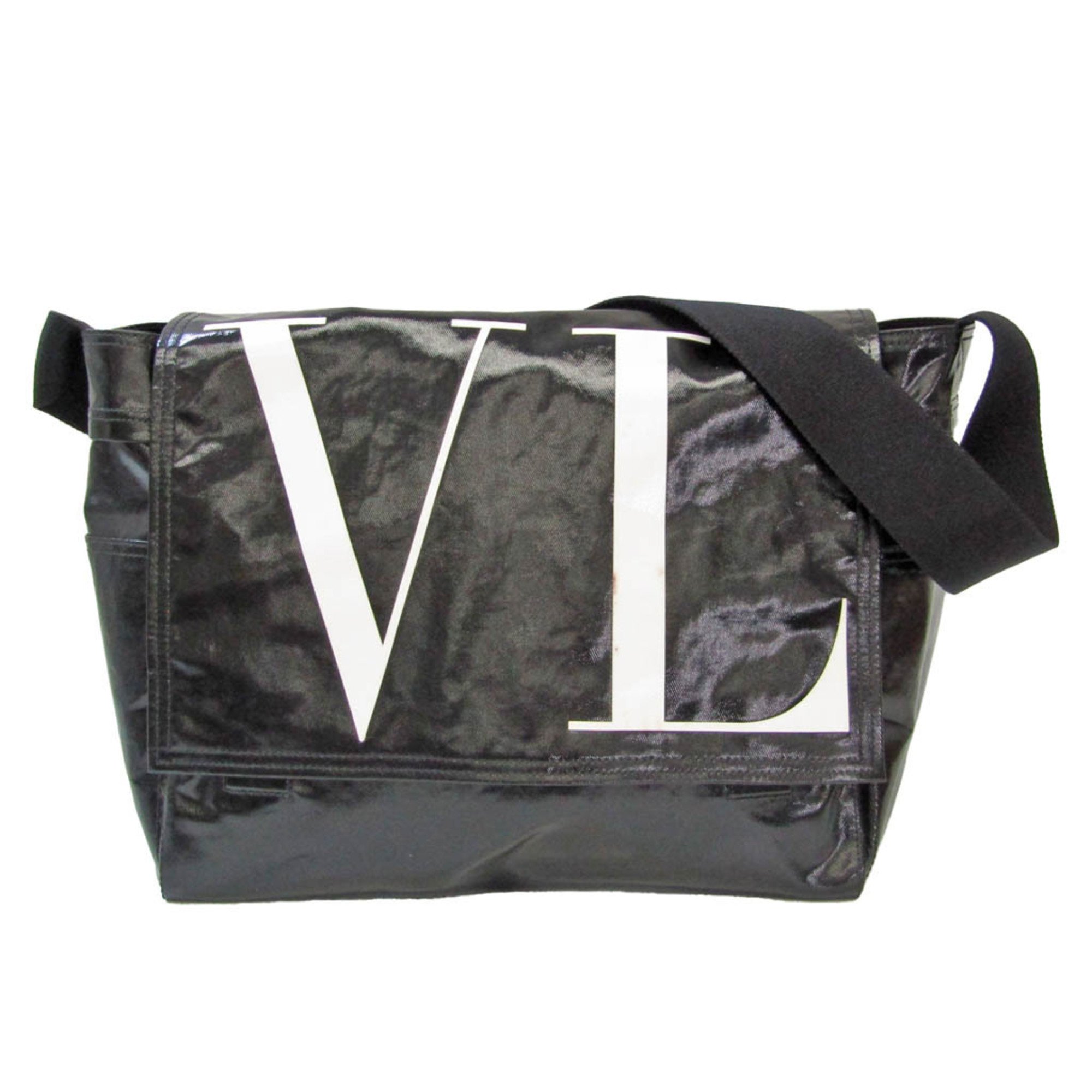 Valentino Garavani VLTN Logo Men,Women PVC Messenger Bag Black