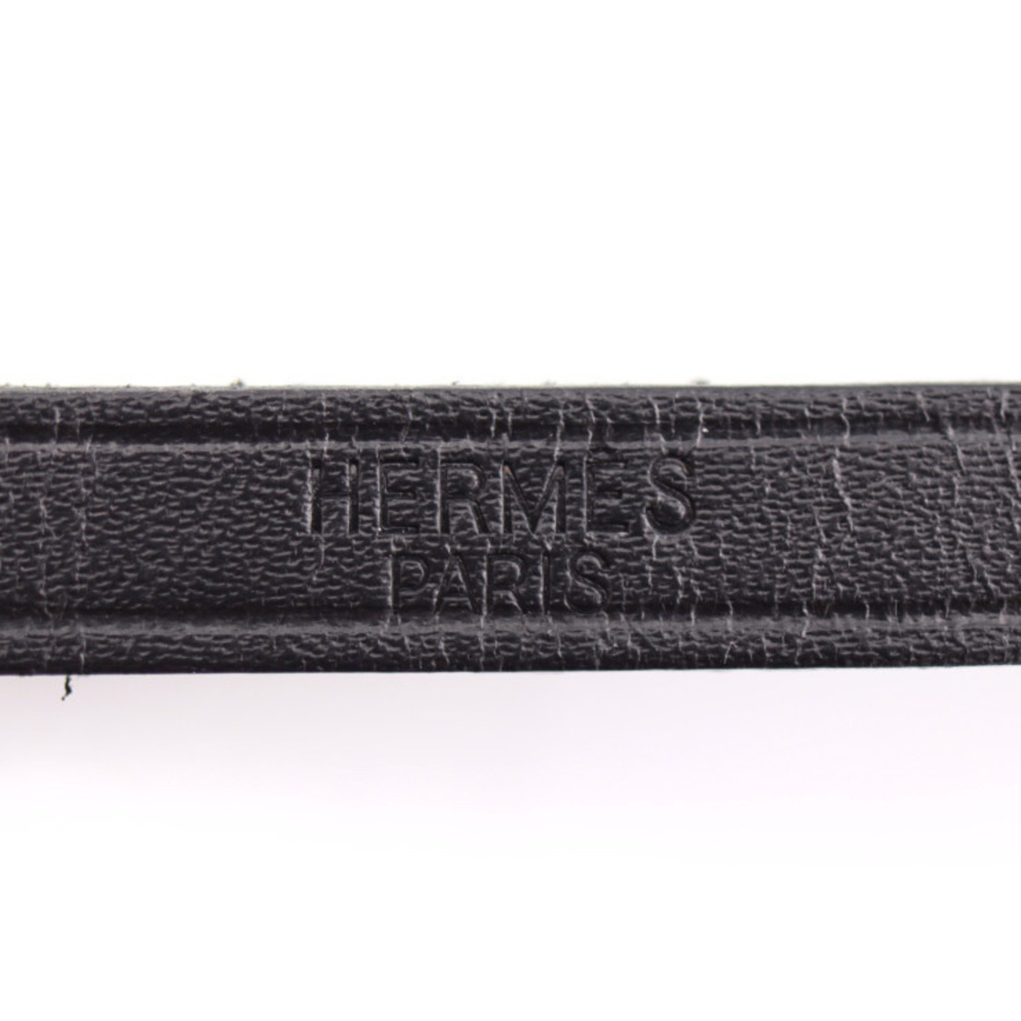 HERMES Api1 Bracelet Leather Black Silver Hardware Long Choker