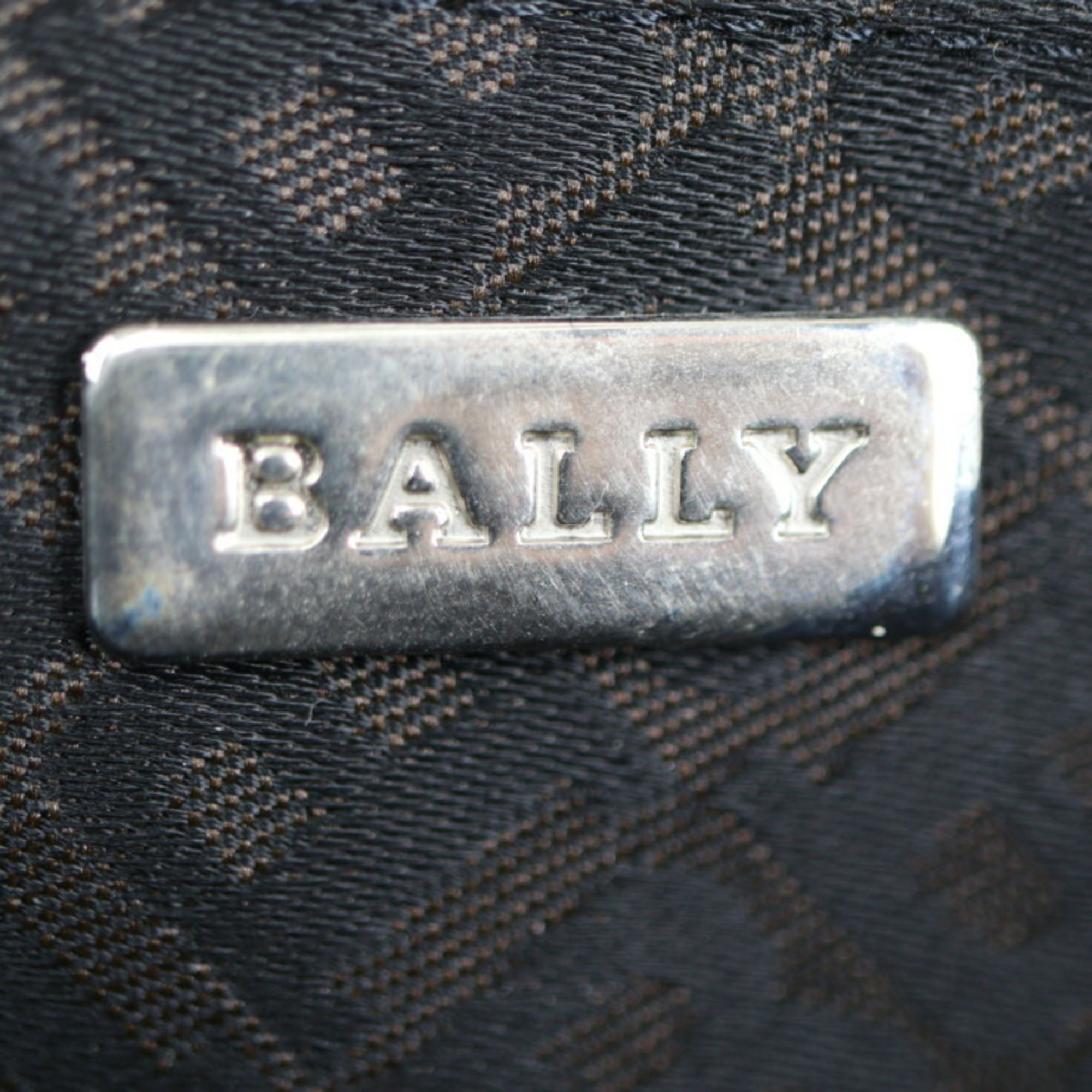 BALLY Shoulder Bag Canvas Leather Black Tote Handbag Quilting