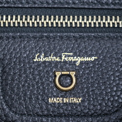 Salvatore Ferragamo Gancini Tote Bag 21 0914 Leather Black Gold Hardware 2WAY Shoulder