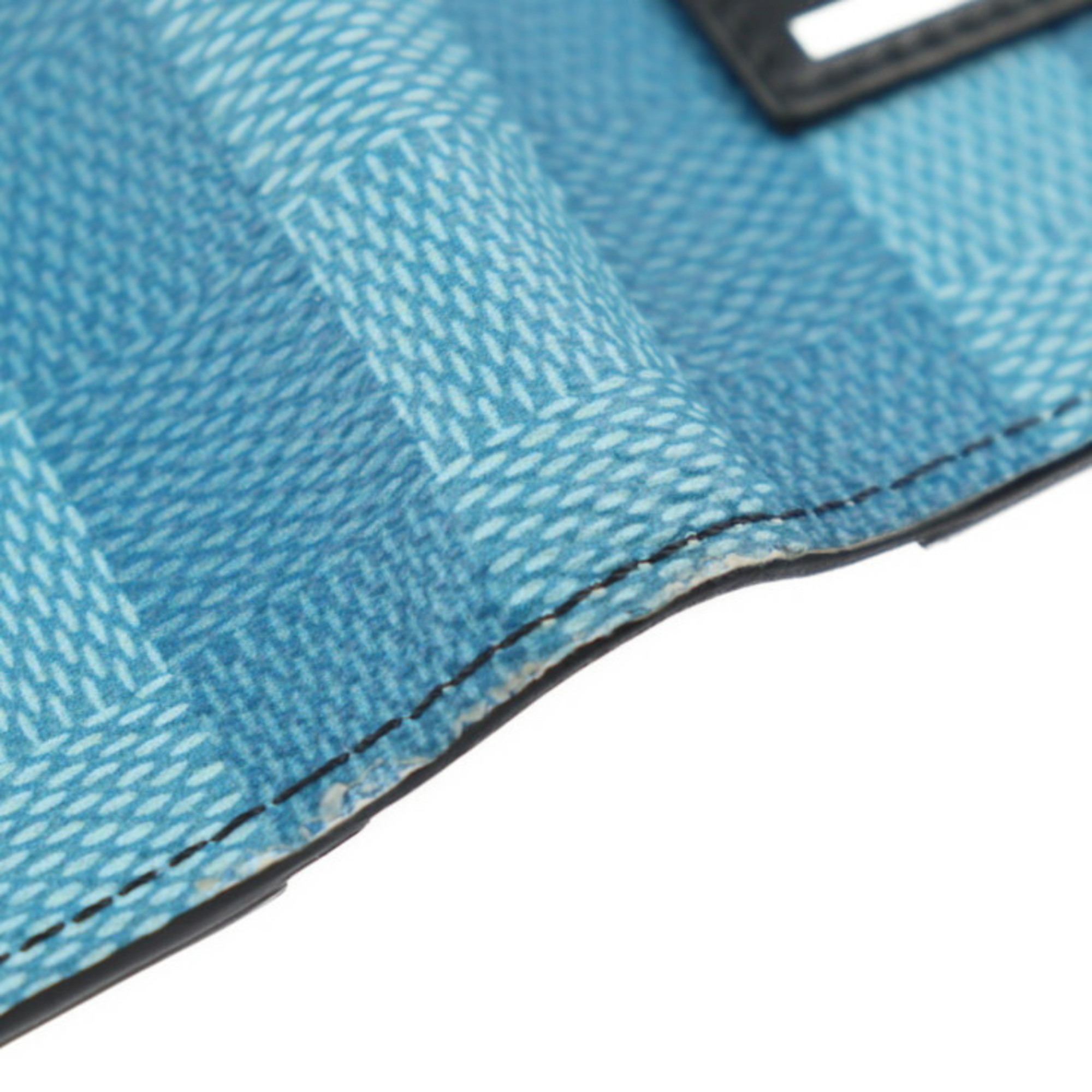 LOUIS VUITTON Portefeuil Braza Damier Stripe Bifold Wallet M81318 Canvas Blue Long Vuitton