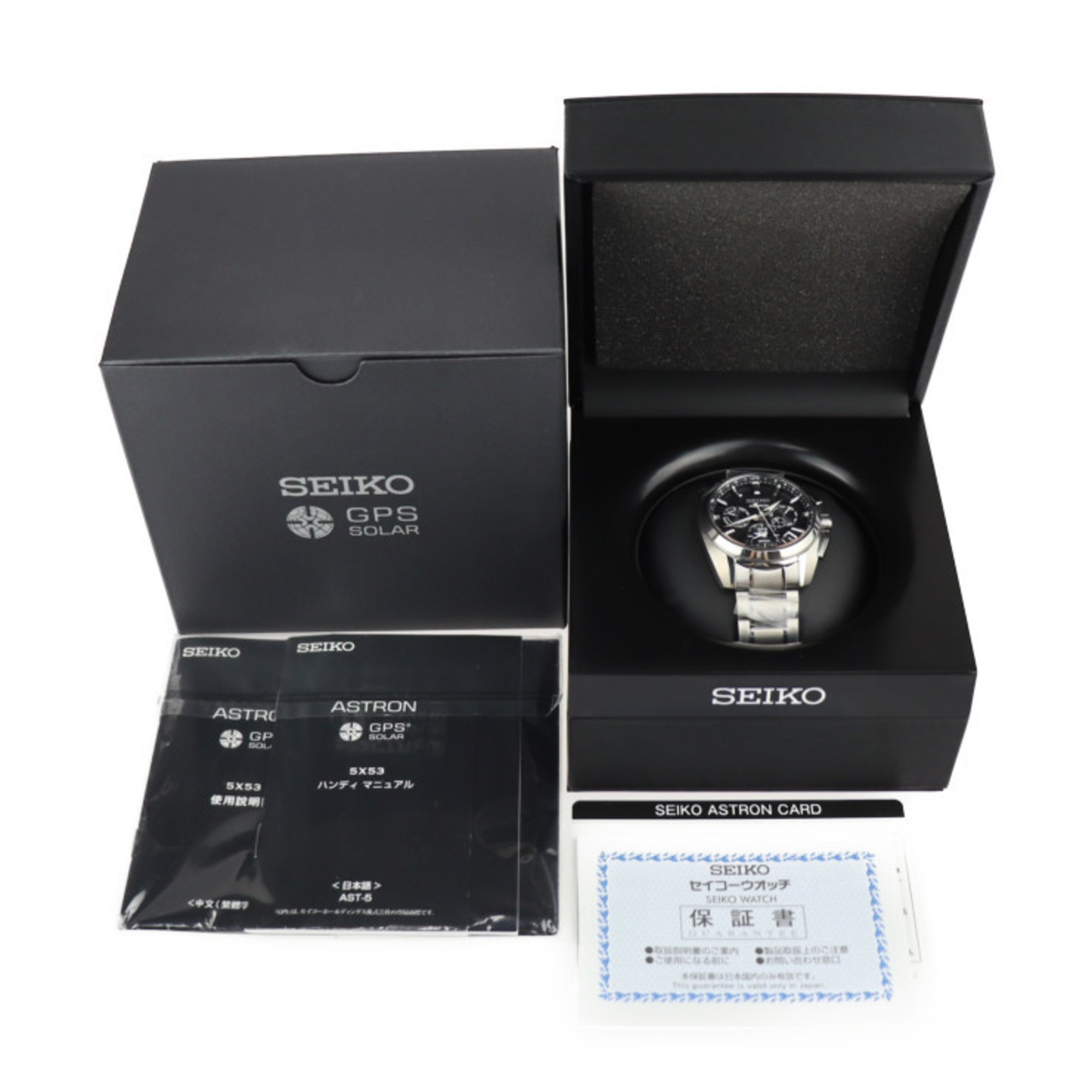 SEIKO ASTRON Watch 5X53-0AV0/SBXC067 Titanium Silver Black Dial GPS Solar Radio Chronograph