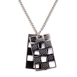 LOUIS VUITTON Louis Vuitton Collier Plate Damier Perforate Necklace M64191 Metal Silver Black Pendant