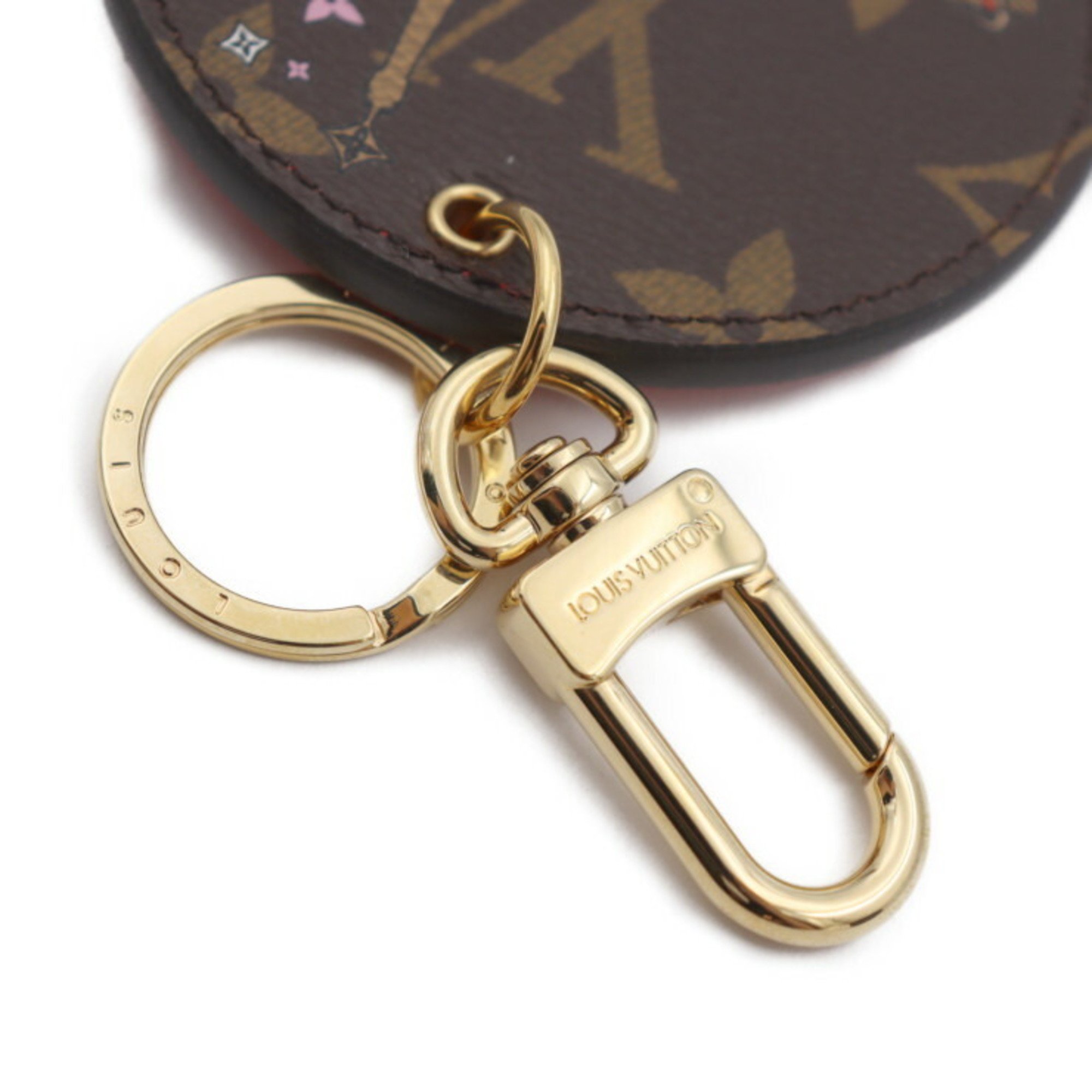 LOUIS VUITTON Portocle Illustre Keychain M68651 Monogram Canvas Brown Multicolor Gold Hardware Keyring Bag Charm Vuitton